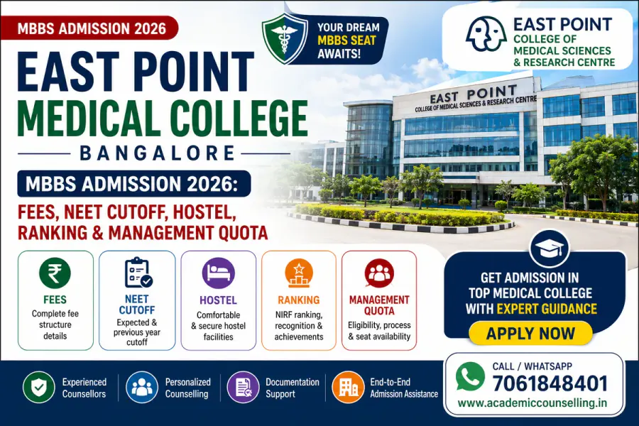 East Point Medical College Bangalore MBBS Admission 2026: Fees, NEET Cutoff, Hostel, Ranking & Management Quota