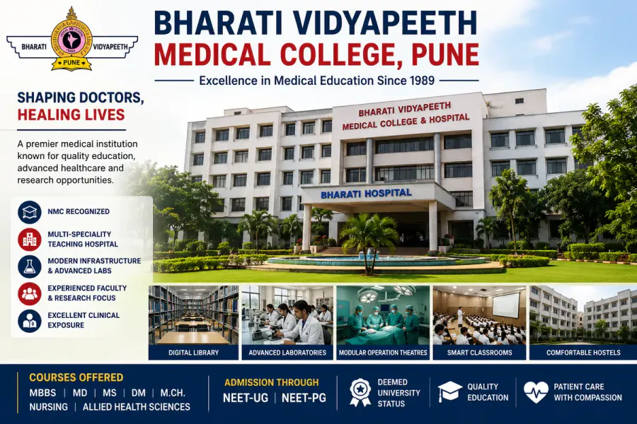 Bharati Vidyapeeth Medical College Pune MBBS Admission 2026: Fees, Admission, PG Courses, Campus & Complete Guide