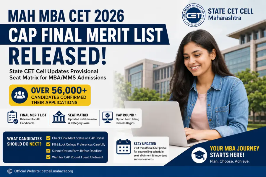 MAH MBA CET 2026 CAP Final Merit List Released; Over 56,000 Candidates Confirm Applications