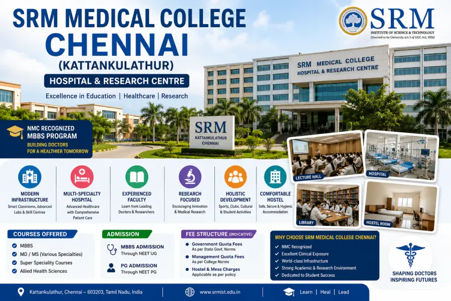 SRM Medical College Chennai 2026: MBBS Fees, Admission, Courses, Hostel & Hospital