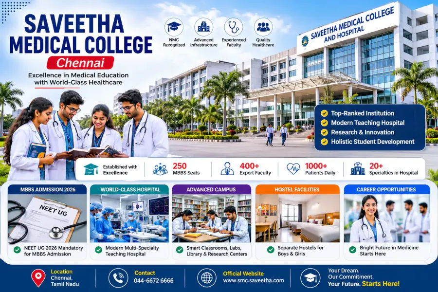 Saveetha Medical College Chennai: MBBS Fees, Admission 2026, Ranking & Hostel