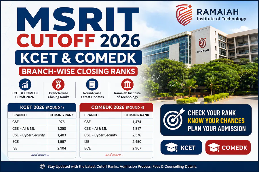 MSRIT Cutoff 2026: KCET & COMEDK Branch-Wise Closing Ranks