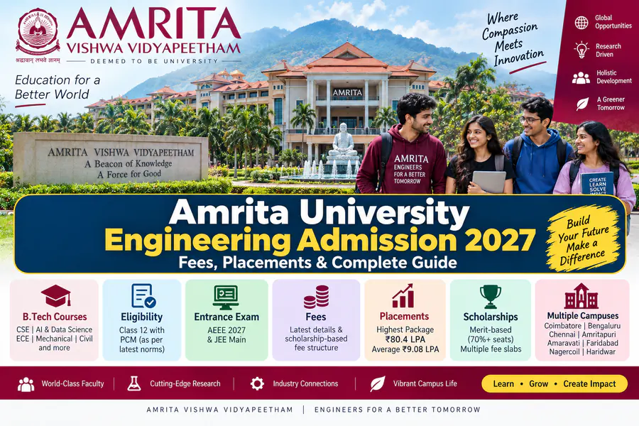 Amrita University Engineering Admission 2027: Fees, AEEE, Placements & B.Tech Guide