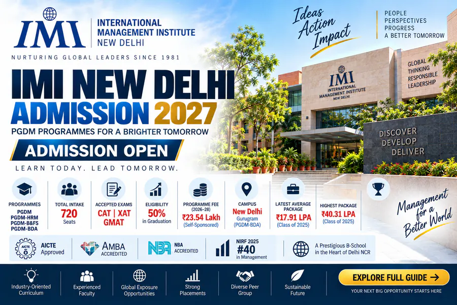 IMI New Delhi Admission 2027: Fees, Cutoff, Eligibility & Placements