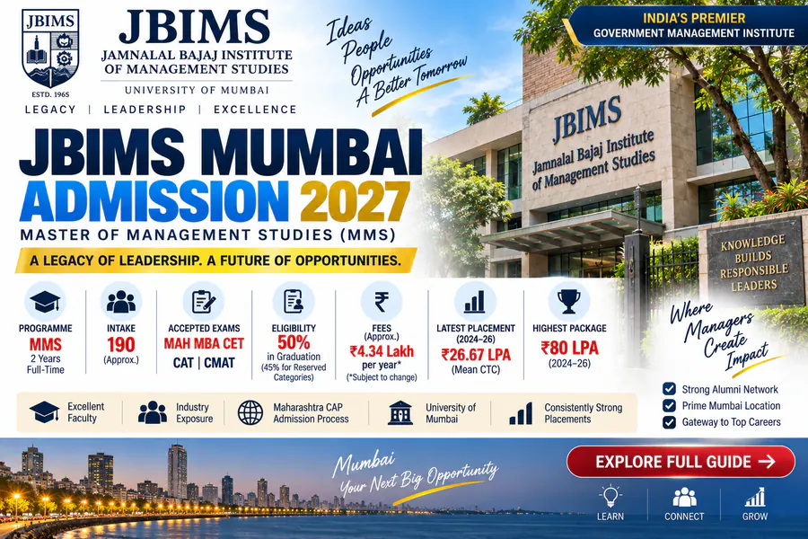 JBIMS Mumbai Admission 2027: Fees, Cutoff, Eligibility & Placements