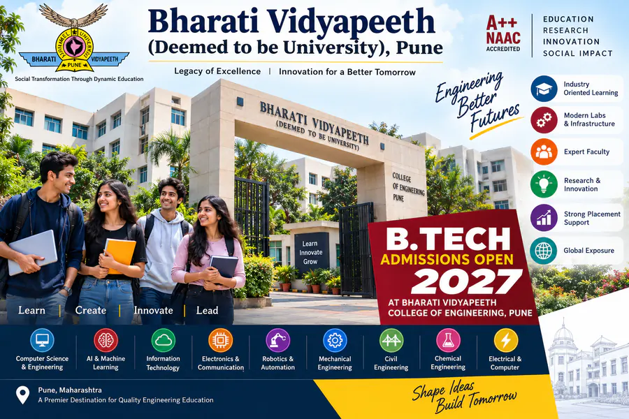 Bharati Vidyapeeth B.Tech Admission 2027 – Fees, CET, Courses & Eligibility